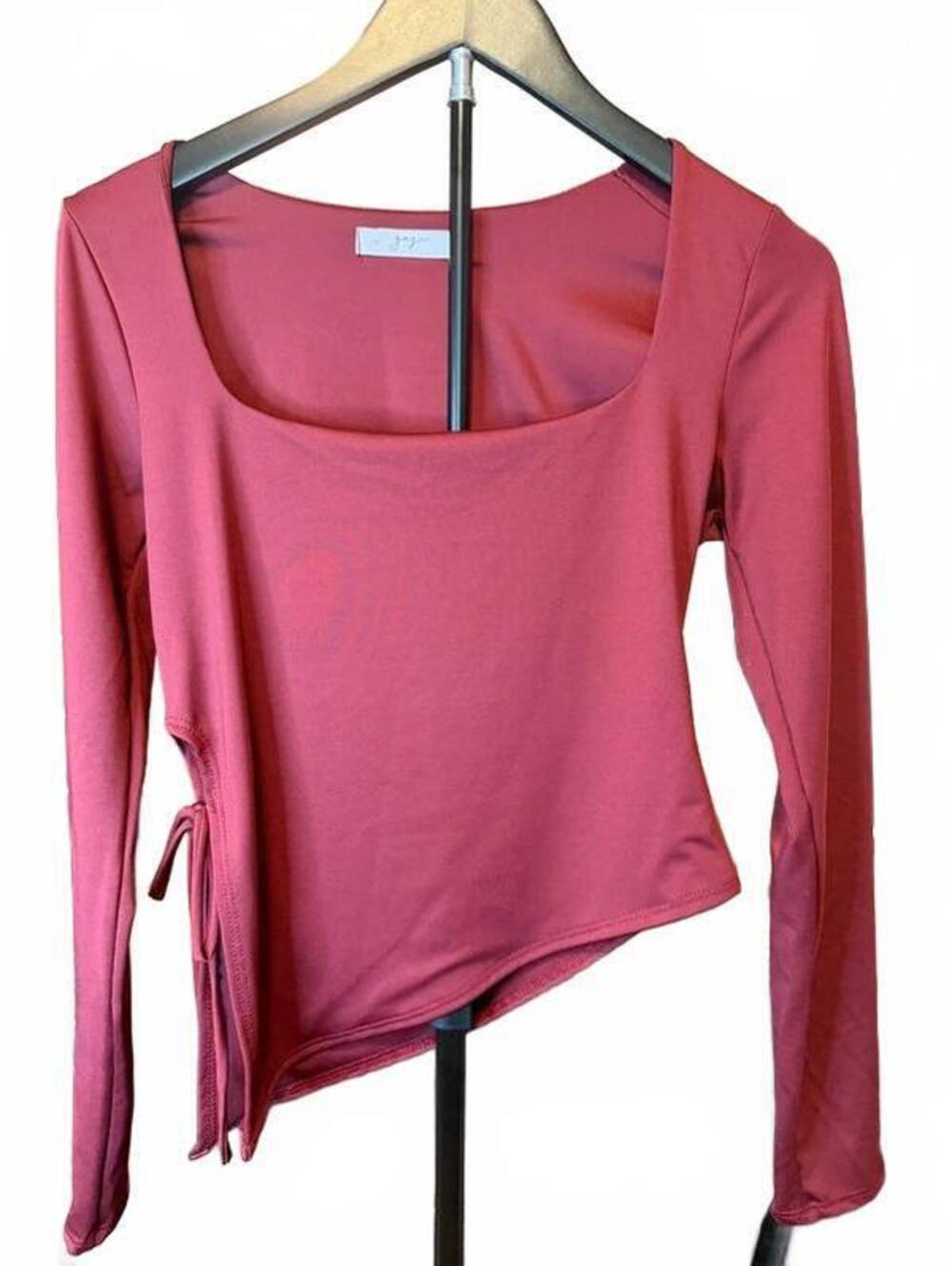 Gaze asymmetric side-tie long sleeve shirt - M